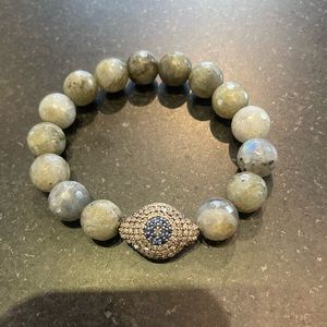 Labradorite, Sapphire & Pave Diamond Stretch Bracelet
